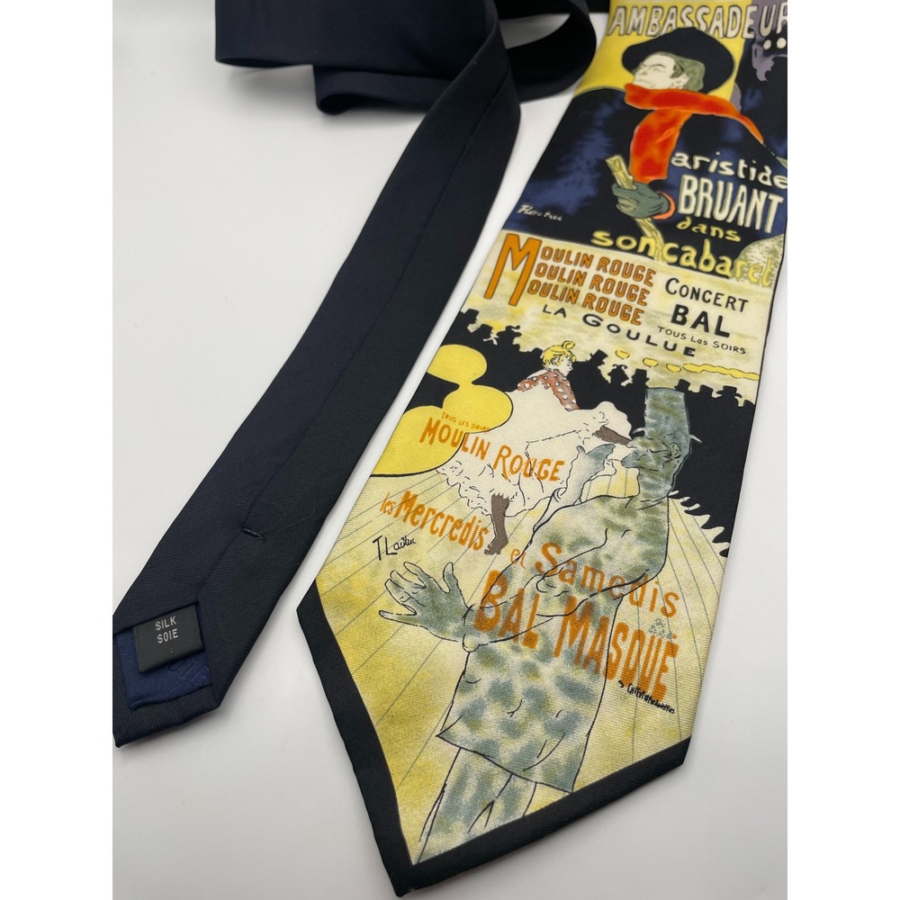 Reflets d'Art Toulouse-Lautrec Silk Tie Black Moulin Rouge Aristide Bruant Art